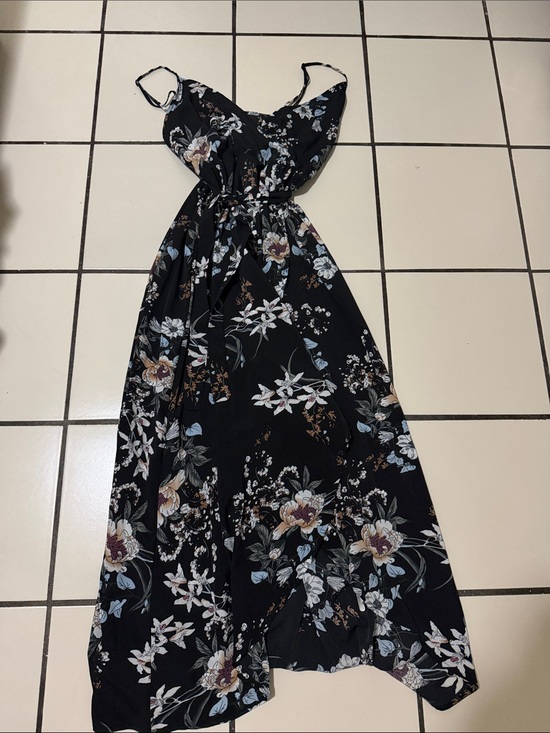 SHEIN Dresses & Skirts - SHEIN Black Floral Maxi Dress with Tie Waist